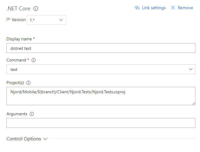 Build definition for .NET Core test.